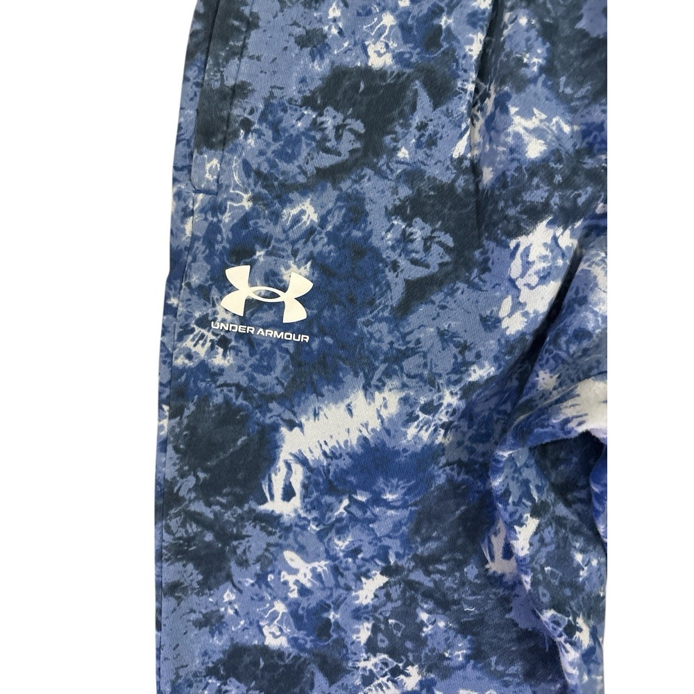 Under Armour Joggers Mens SMALL UA Rival Fleece 28 INSEAM Tie Dye Blue White - Picture 2 of 5
